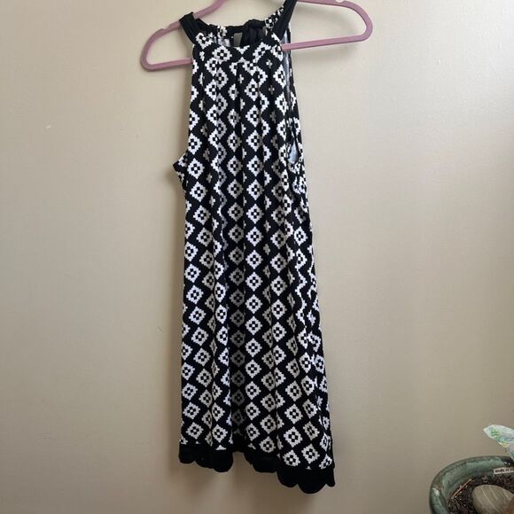 Mud Pie Mini Halter Dress With back bow Tie black & white Size Medium - Picture 1 of 5